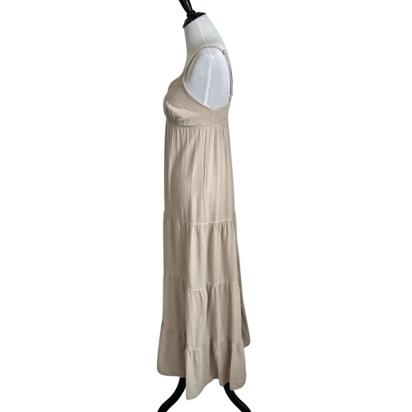 SEASPICE Resortwear Samantha Maxi Dress Sz Small Beige 100% Peruvian Cotton Boho - Picture 5 of 11